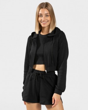 Teveo Lounge Zip Hoodie Schwarz | XBQUIS-740