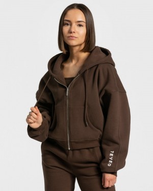 Teveo Sassy Zip Hoodie Braun | JPNGIU-473