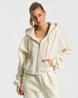 Teveo Sassy Zip Hoodie Ivory | SMAURW-206