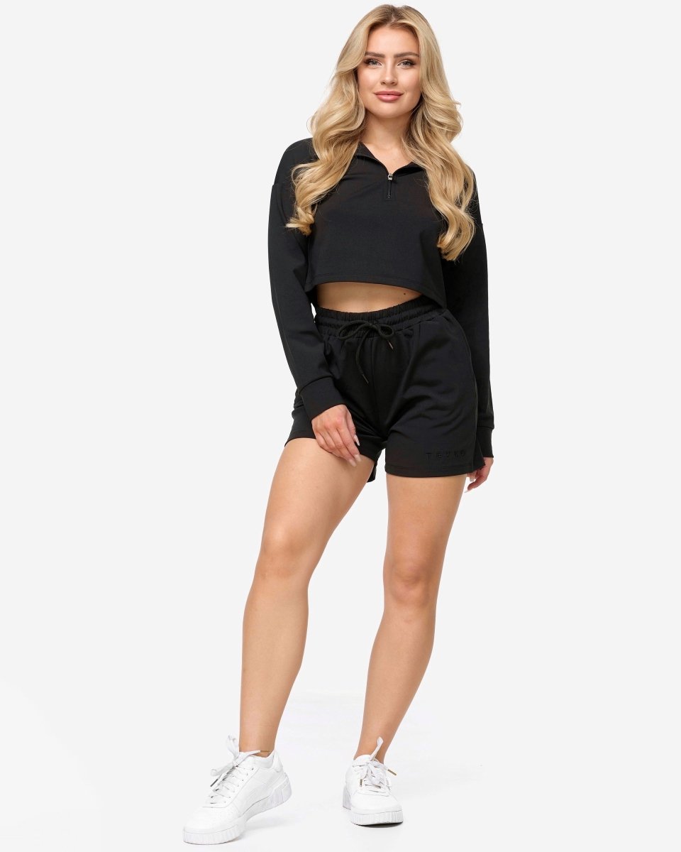 Teveo Charming Oversized Shorts Schwarz | LJGTPZ-214