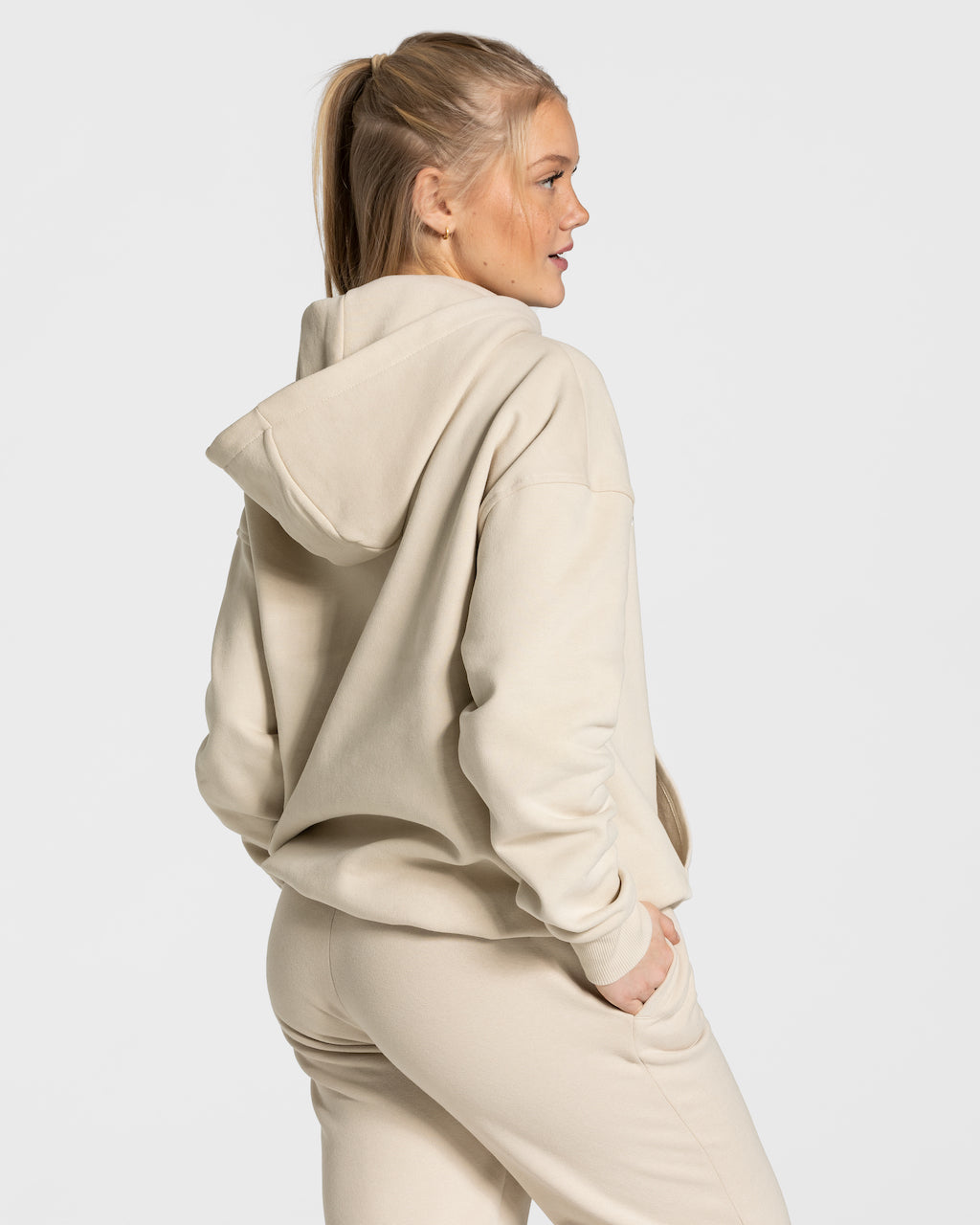 Teveo College Oversized Hoodie Beige | SWURZM-784