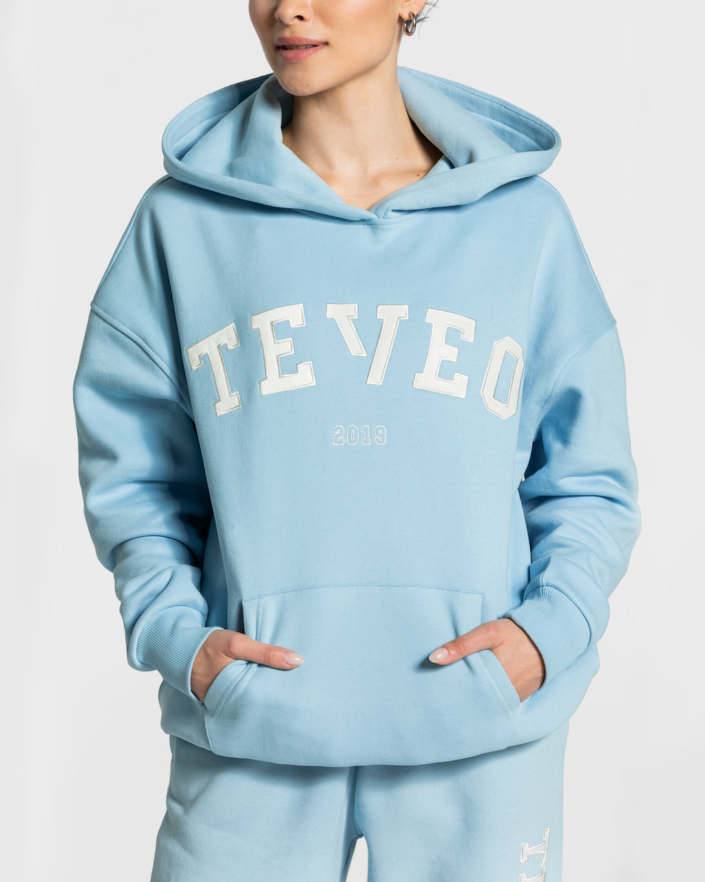 Teveo College Oversized Hoodie Blau | ERCASD-759