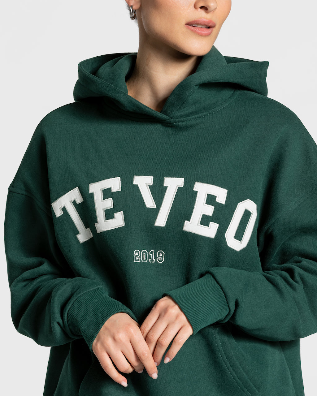 Teveo College Oversized Hoodie Dunkelgrün | HQXTJY-125