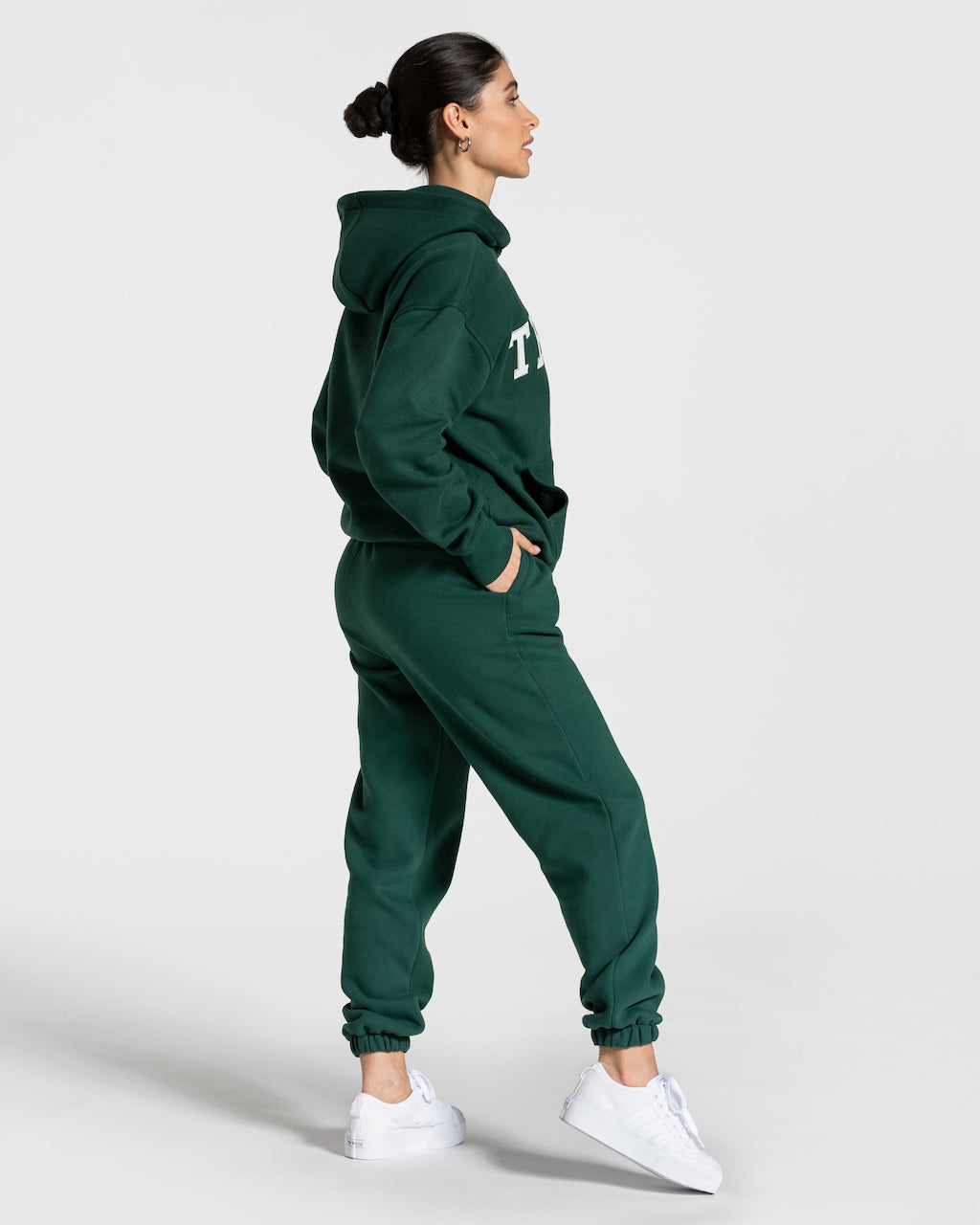 Teveo College Oversized Hoodie Dunkelgrün | HQXTJY-125