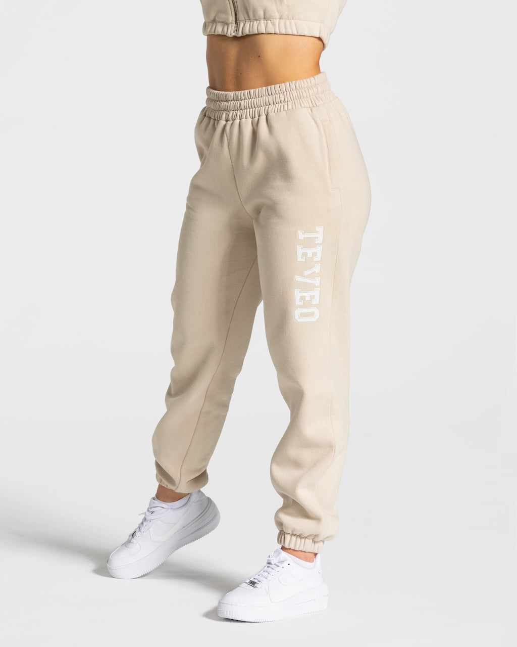 Teveo College Oversized Jogger Beige | DQESMO-017