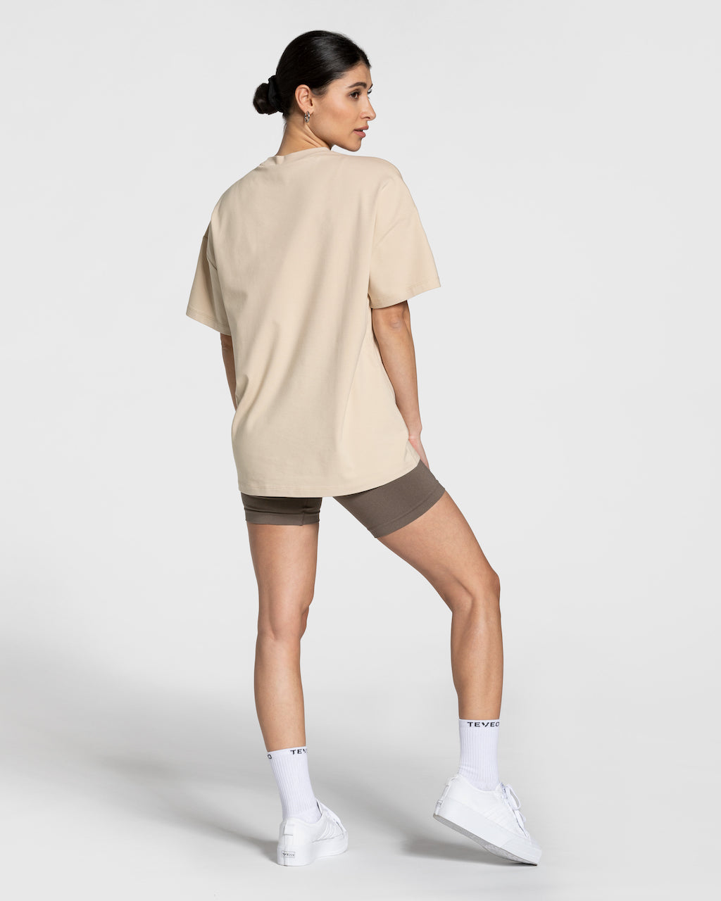 Teveo College Oversized T-Shirt Beige | QAHJNI-906