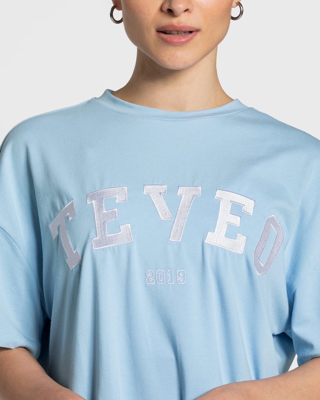 Teveo College Oversized T-Shirt Blau | MOBTIH-794