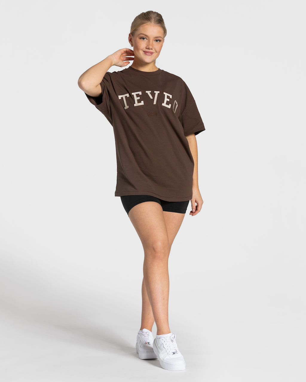 Teveo College Oversized T-Shirt Dunkelbraun | WKPVOR-496