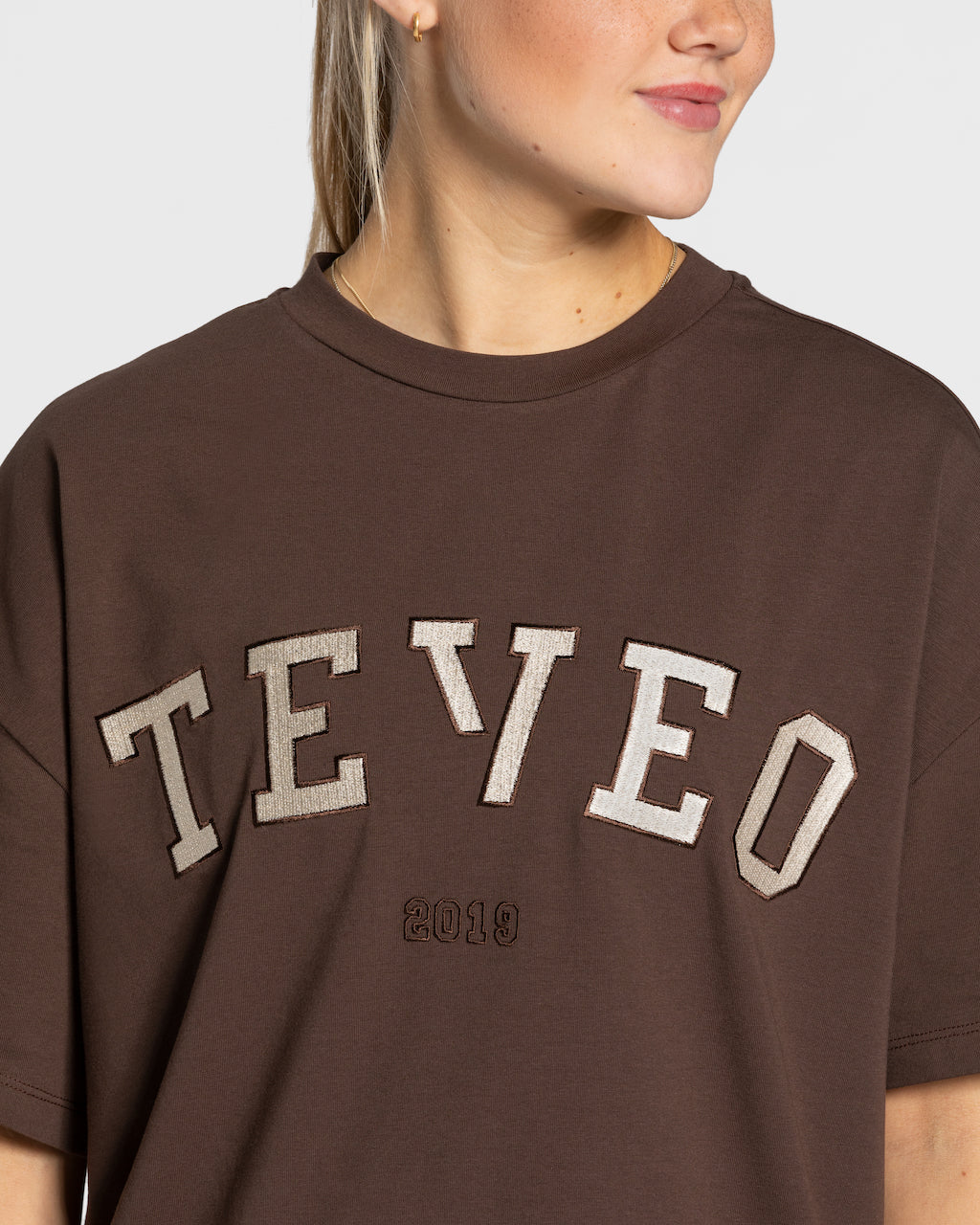 Teveo College Oversized T-Shirt Dunkelbraun | WKPVOR-496