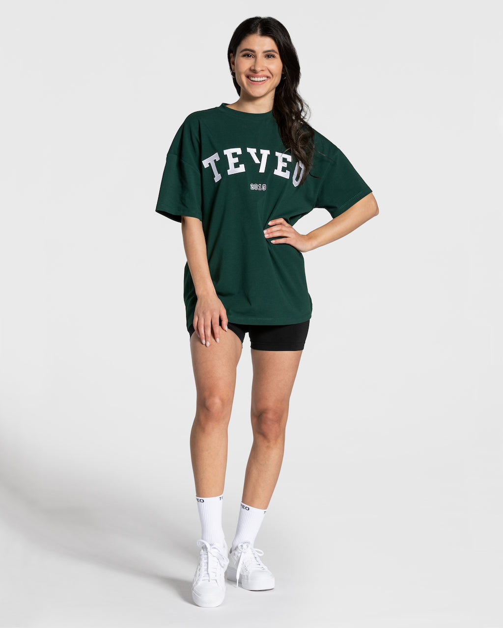 Teveo College Oversized T-Shirt Dunkelgrün | MRJZXL-149