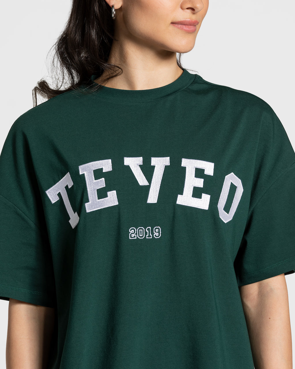 Teveo College Oversized T-Shirt Dunkelgrün | MRJZXL-149