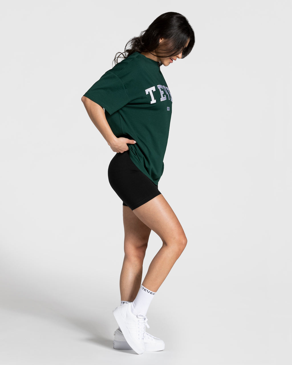 Teveo College Oversized T-Shirt Dunkelgrün | MRJZXL-149