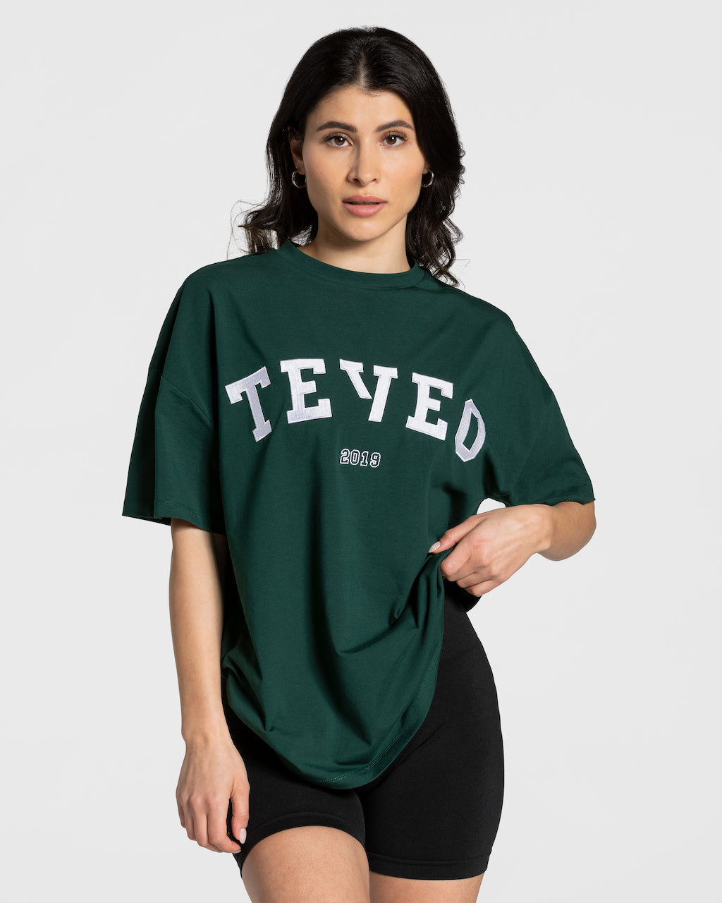 Teveo College Oversized T-Shirt Dunkelgrün | MRJZXL-149