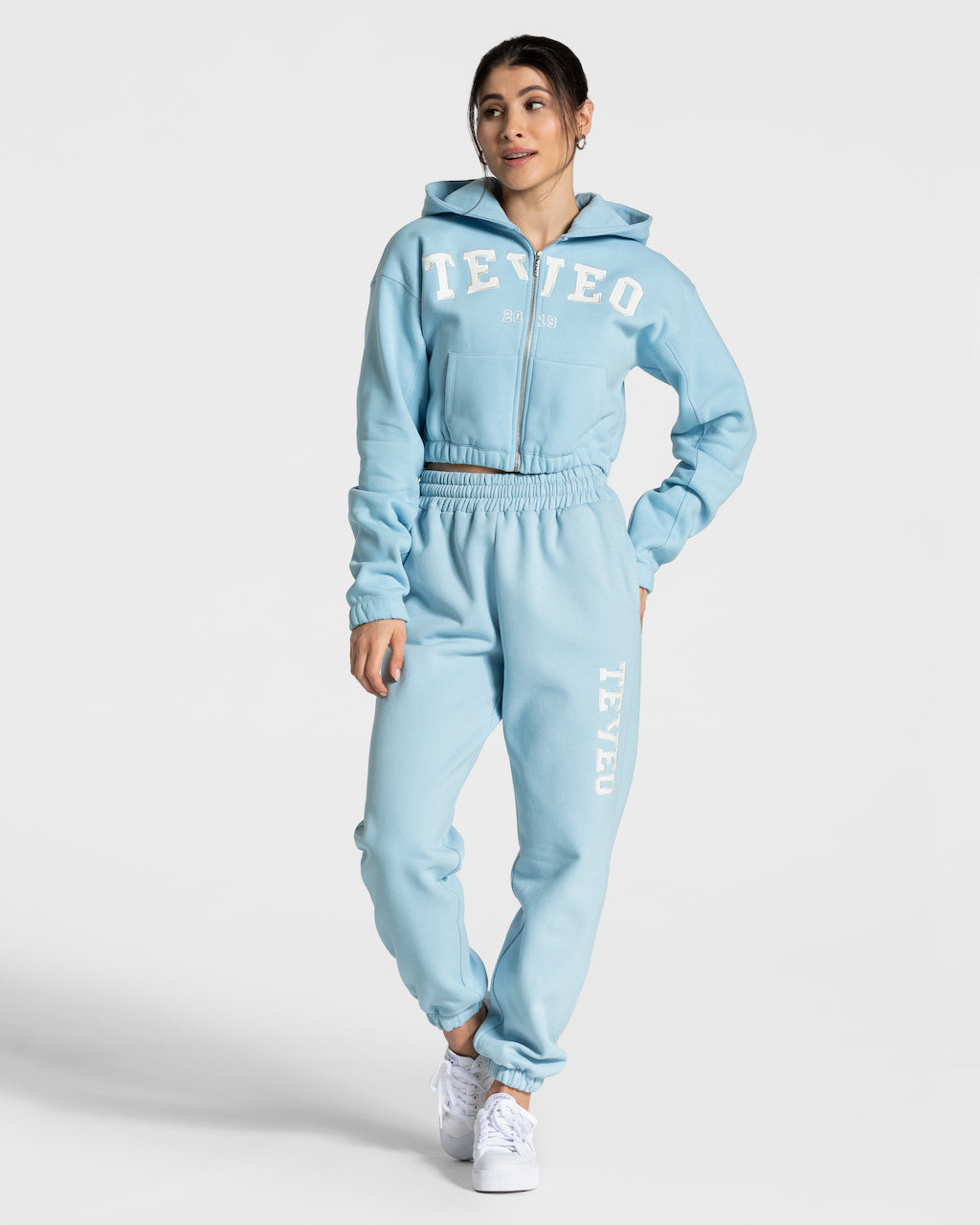 Teveo College Zip Hoodie Blau | TYHRJC-025