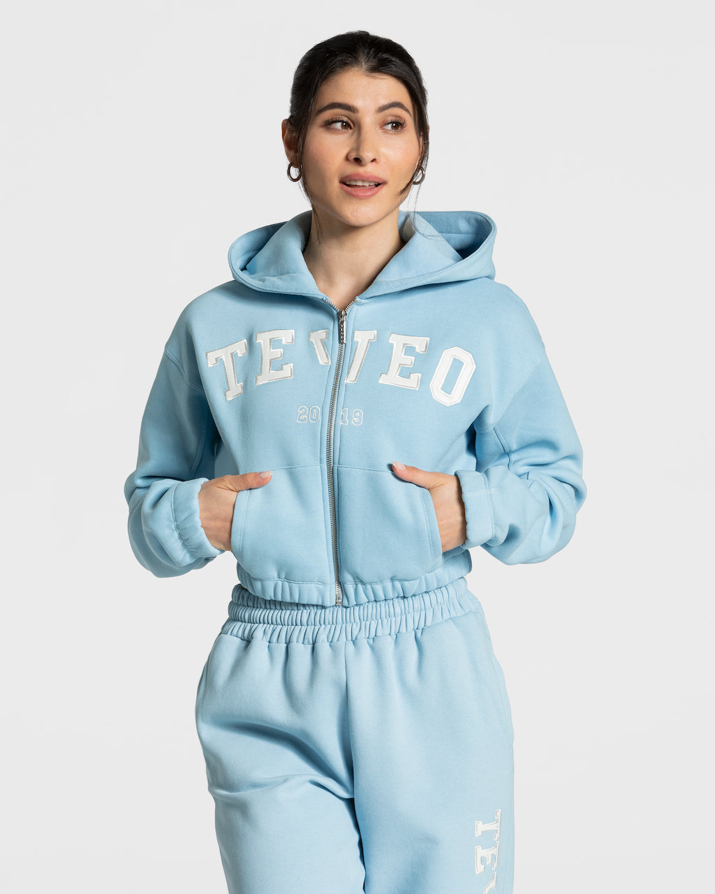 Teveo College Zip Hoodie Blau | TYHRJC-025