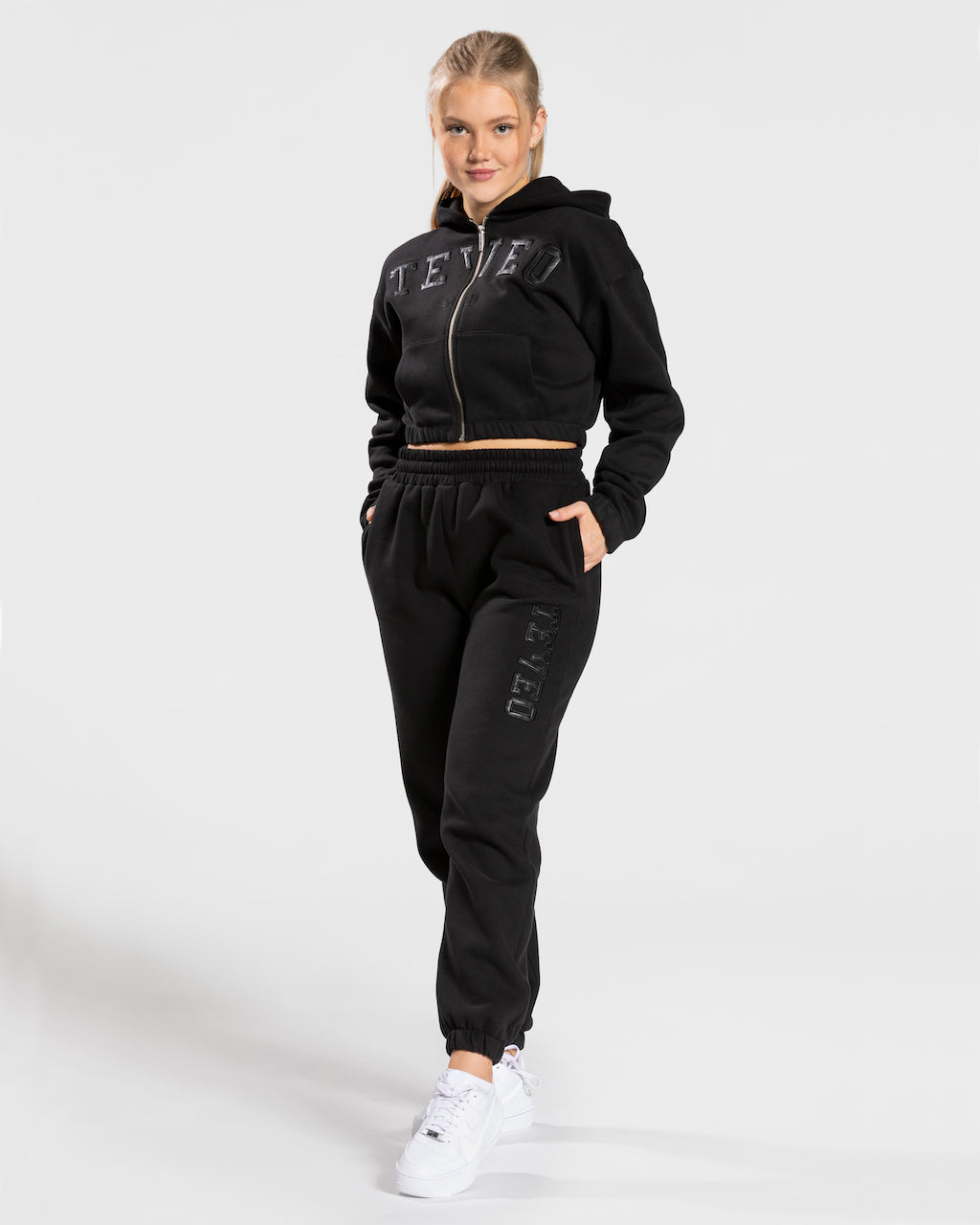 Teveo College Zip Hoodie Schwarz | JWFPUE-546