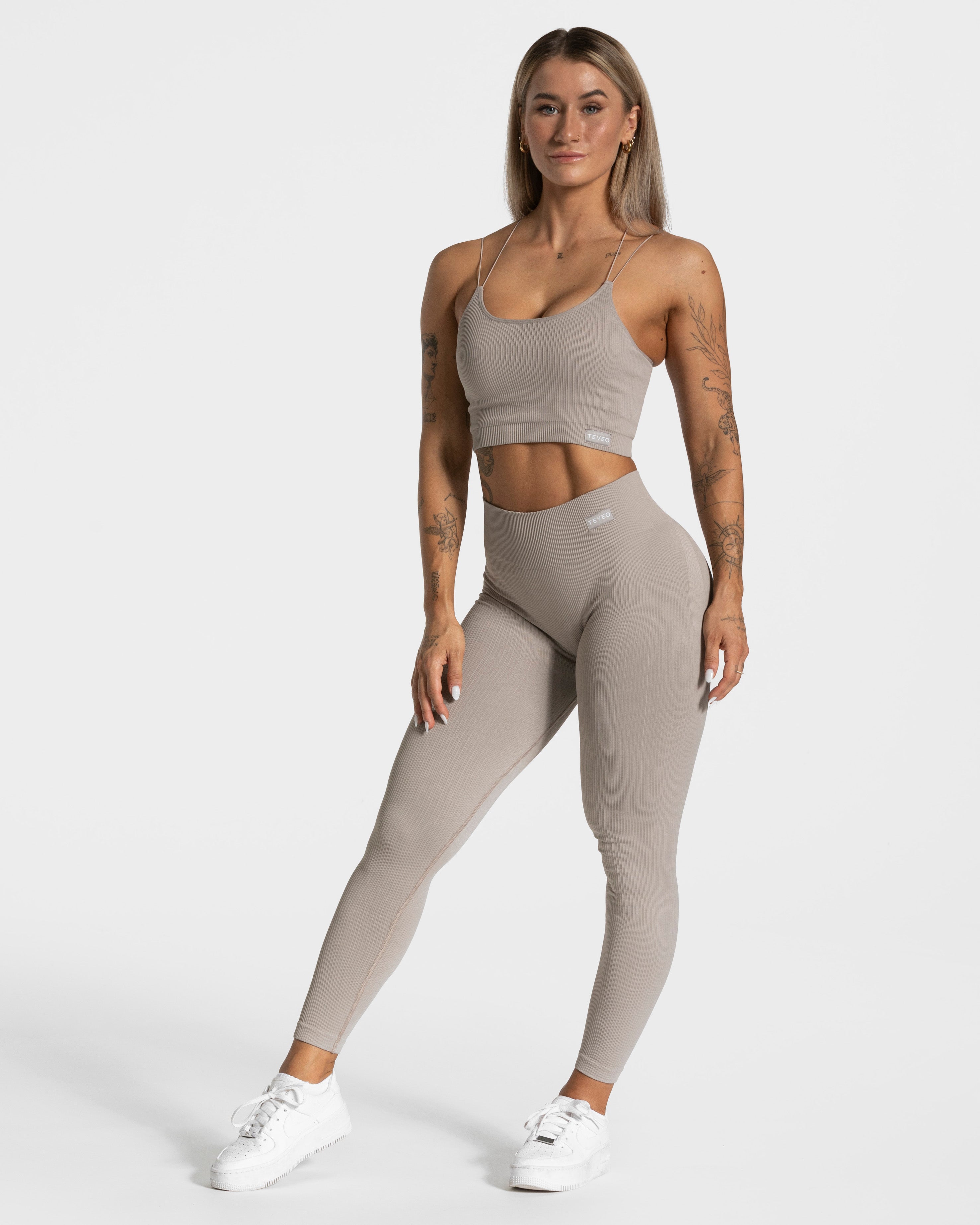 Teveo Elegant Scrunch Leggings Stone | YDWSXH-569