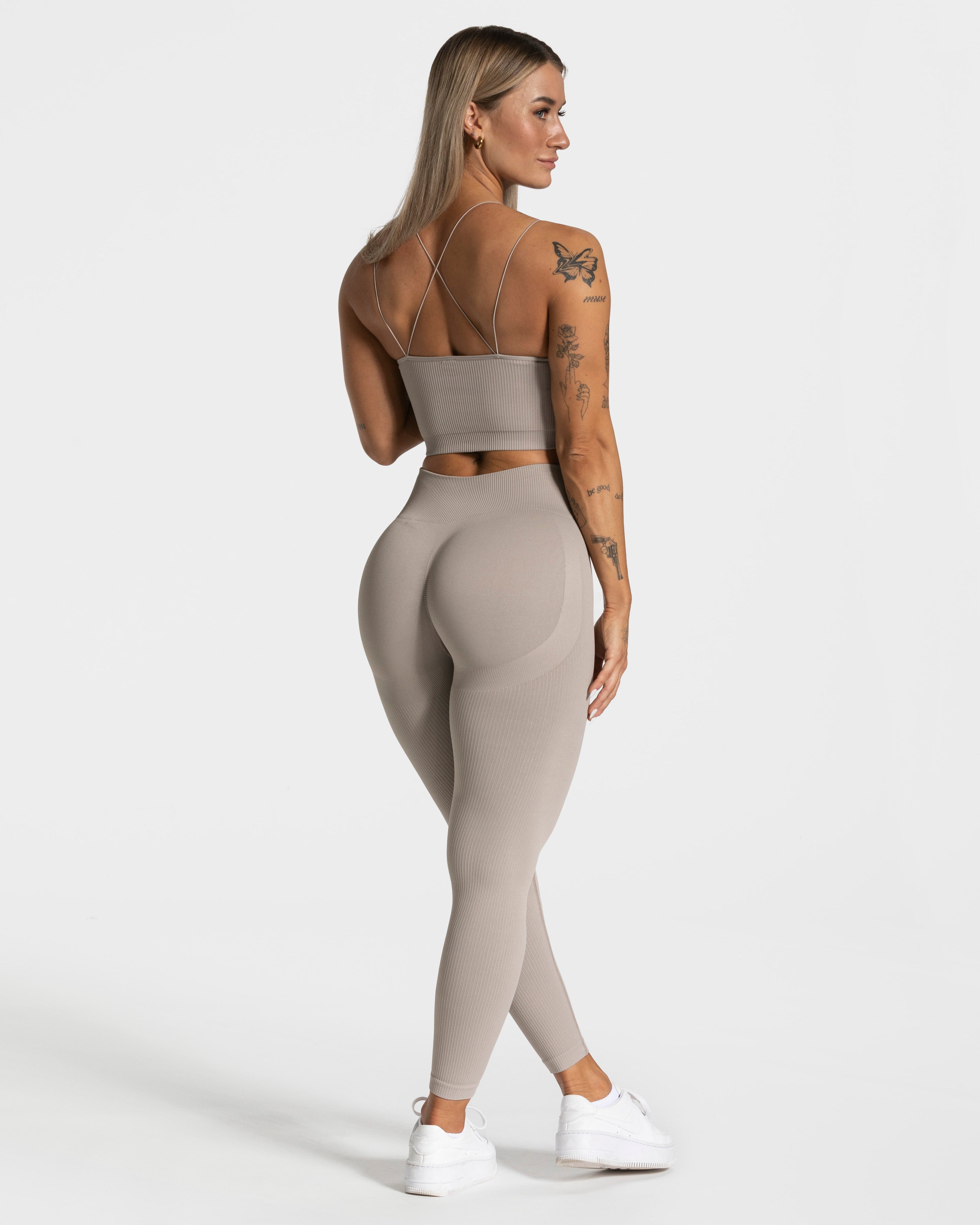 Teveo Elegant Scrunch Leggings Stone | YDWSXH-569