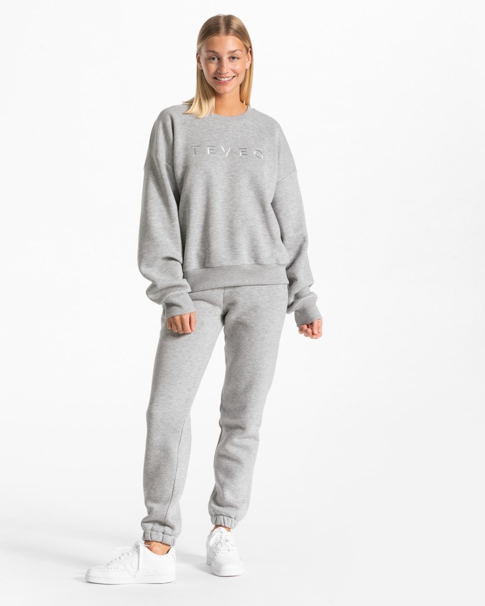 Teveo Iconic Oversized Sweater Gray | CGWETH-596