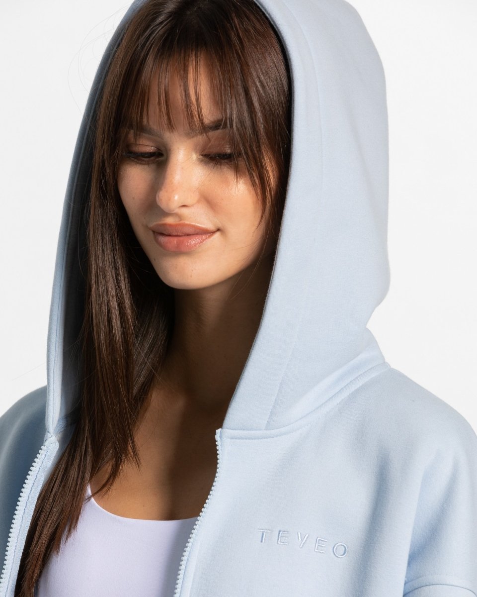 Teveo Iconic Oversized Zip Hoodie Blau | MUVELS-548