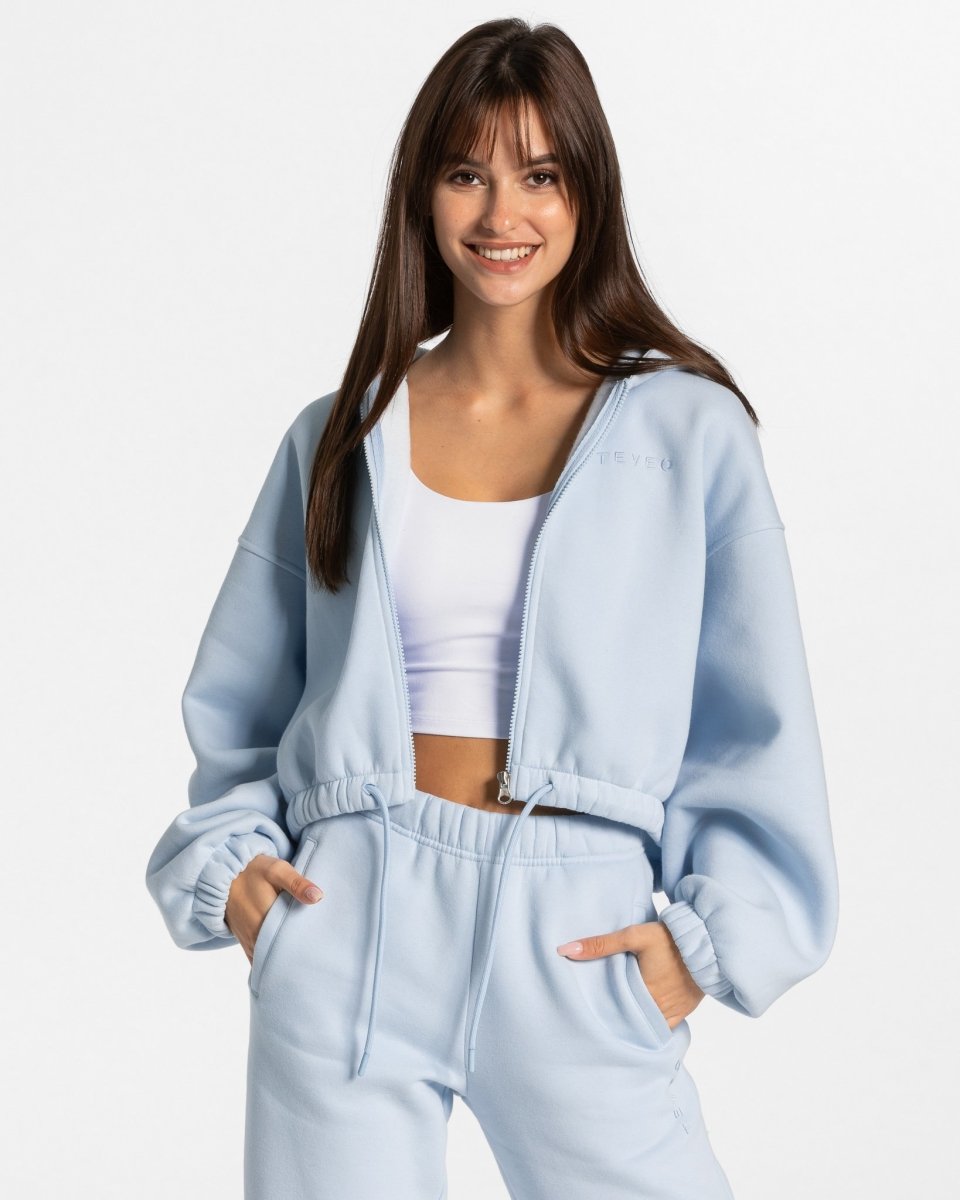 Teveo Iconic Oversized Zip Hoodie Blau | MUVELS-548