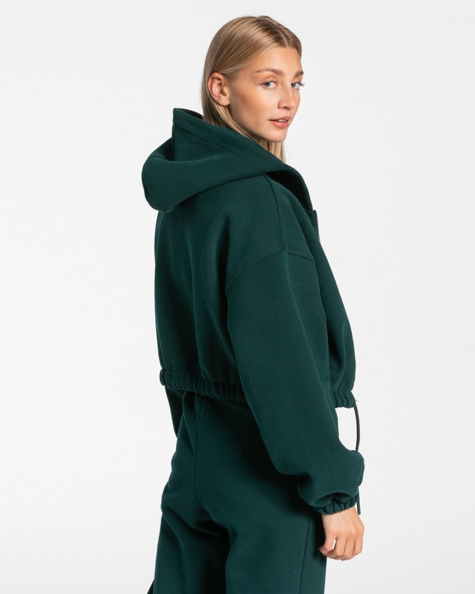 Teveo Iconic Oversized Zip Hoodie Dunkelgrün | QUMGCX-193