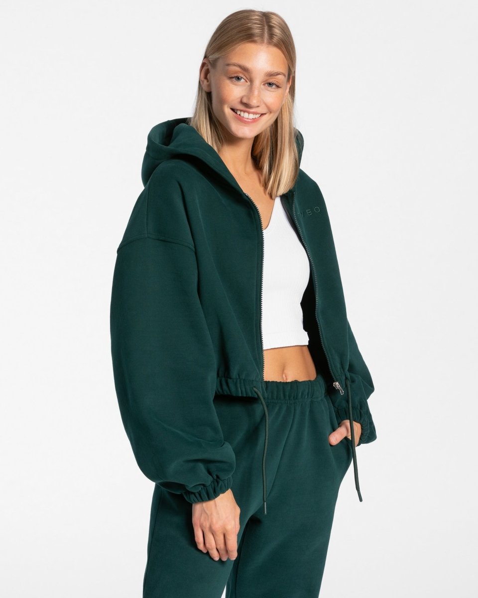 Teveo Iconic Oversized Zip Hoodie Dunkelgrün | QUMGCX-193