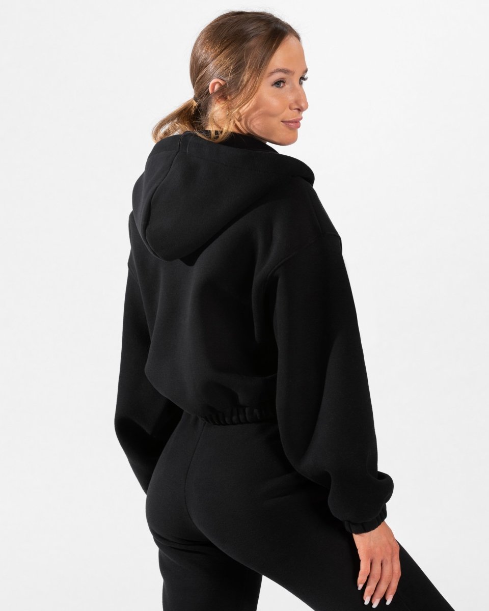 Teveo Iconic Oversized Zip Hoodie Schwarz | VMGBXZ-093