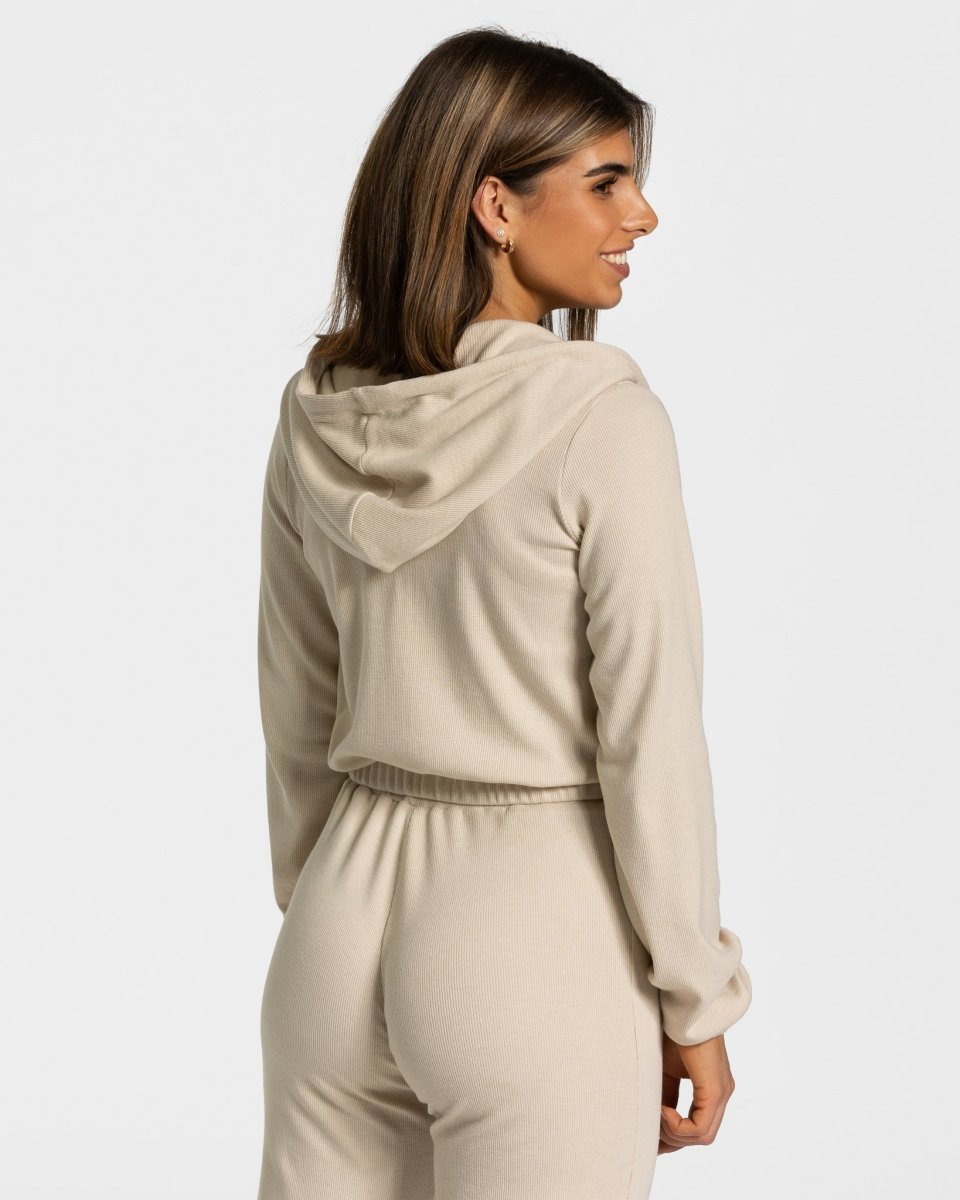 Teveo Lounge Zip Hoodie Beige | WRKEVO-016