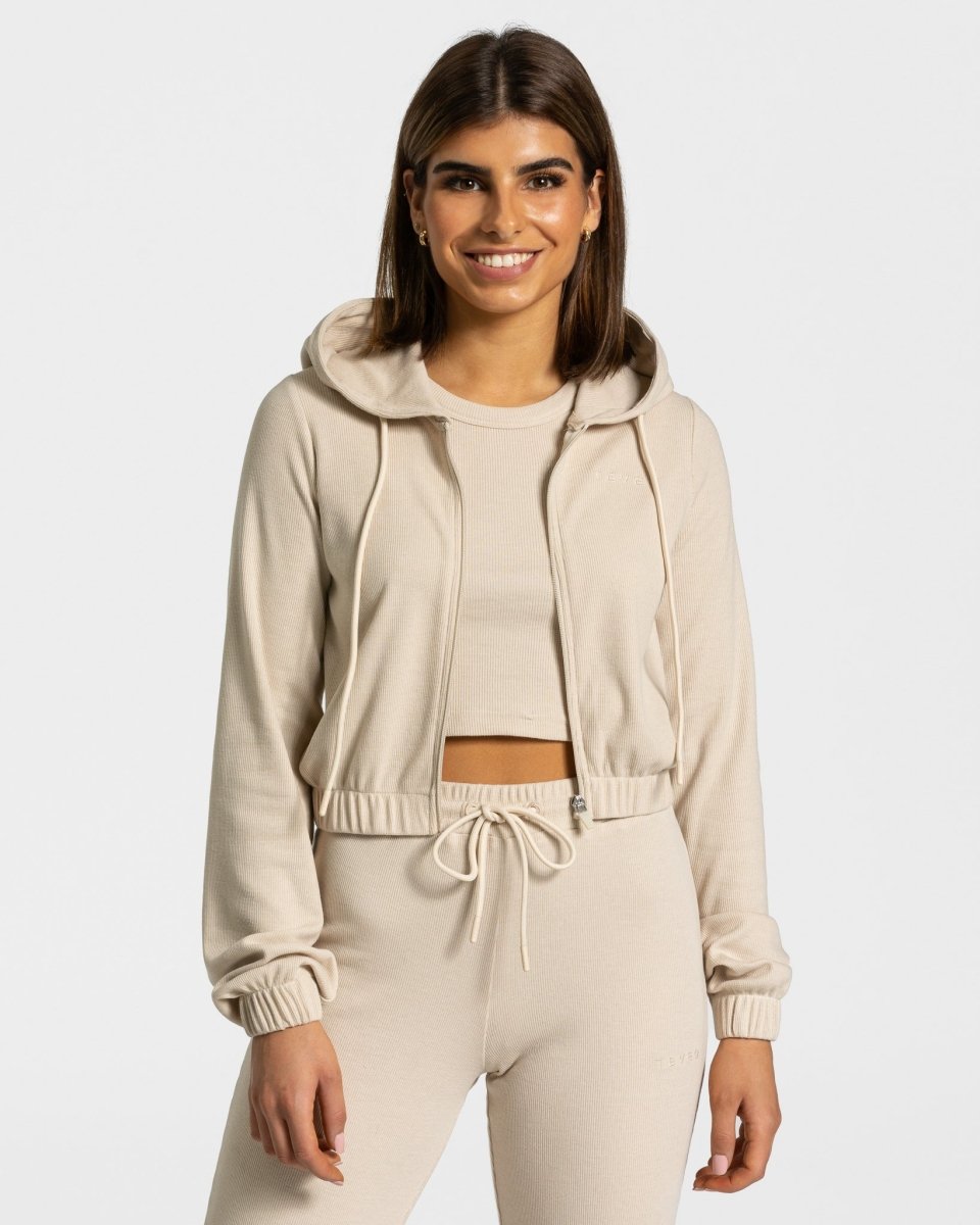 Teveo Lounge Zip Hoodie Beige | WRKEVO-016