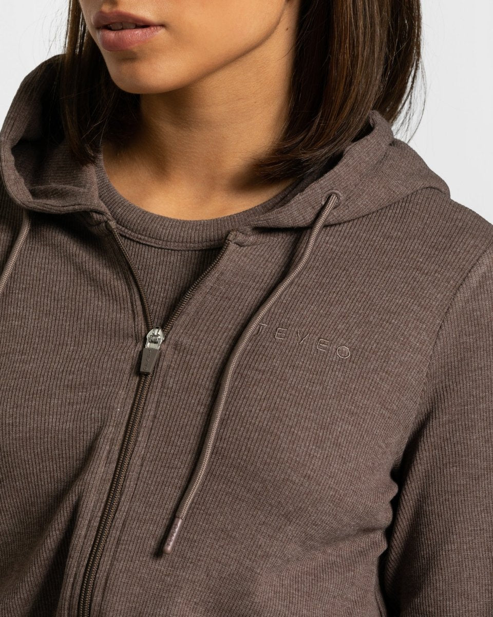 Teveo Lounge Zip Hoodie Dunkelbraun | PTCRVH-709