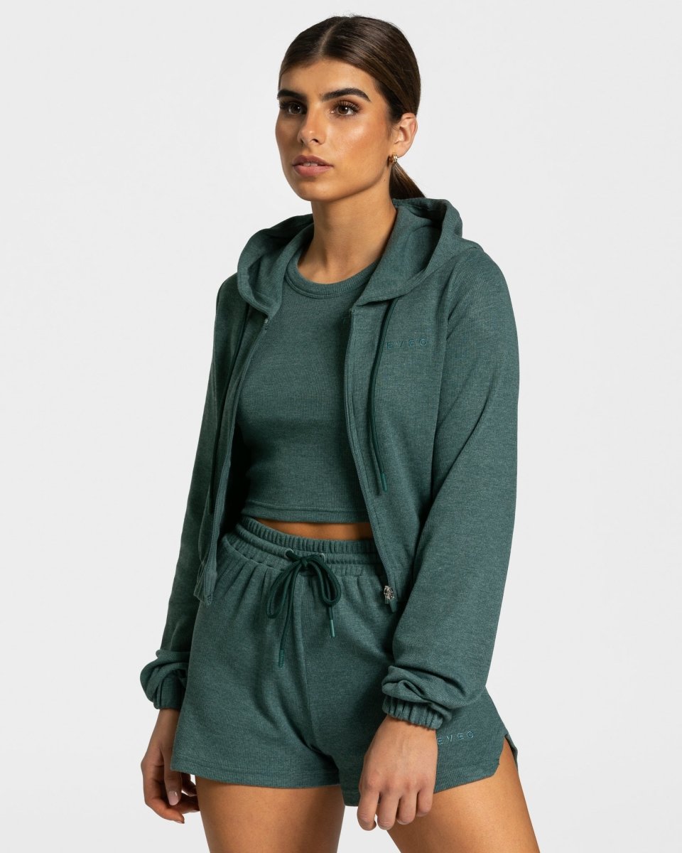 Teveo Lounge Zip Hoodie Dunkelgrün | KDEMHL-264