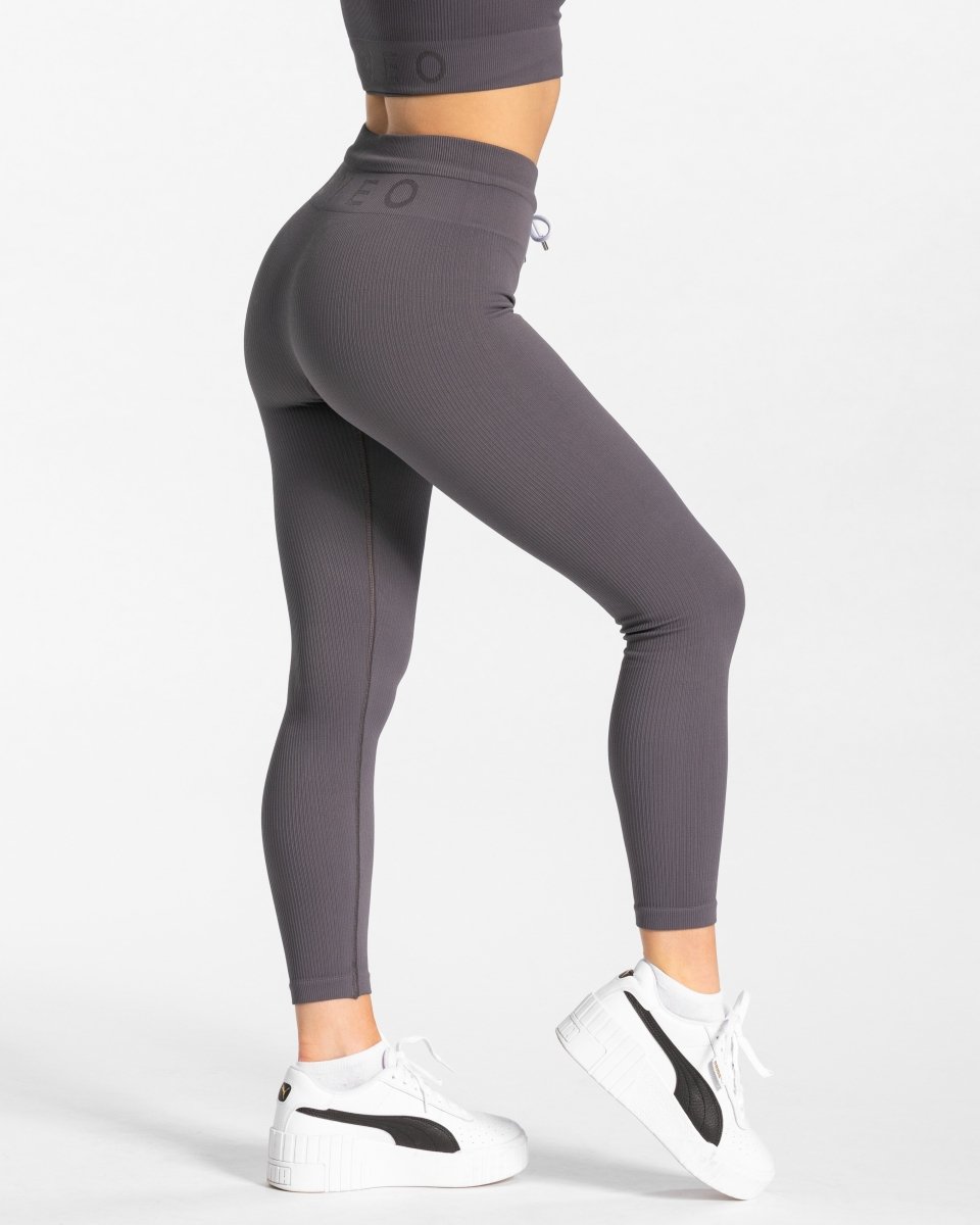 Teveo Ribbed Leggings Gray | CKUMWO-085