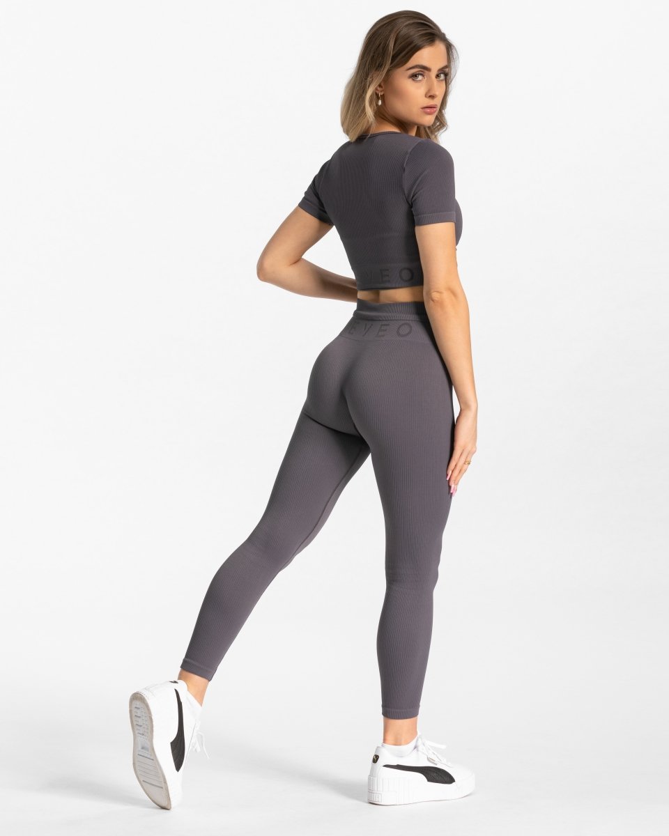 Teveo Ribbed Leggings Gray | CKUMWO-085