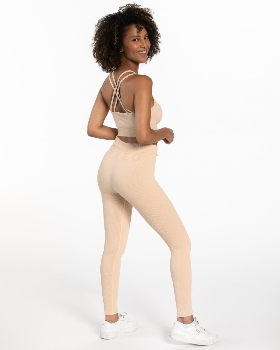 Teveo Ribbed Leggings Nude | MZTPKR-387