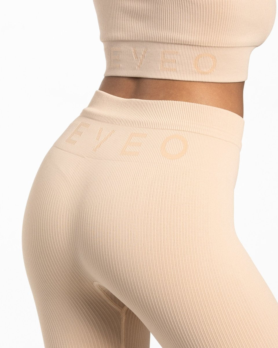 Teveo Ribbed Leggings Nude | MZTPKR-387