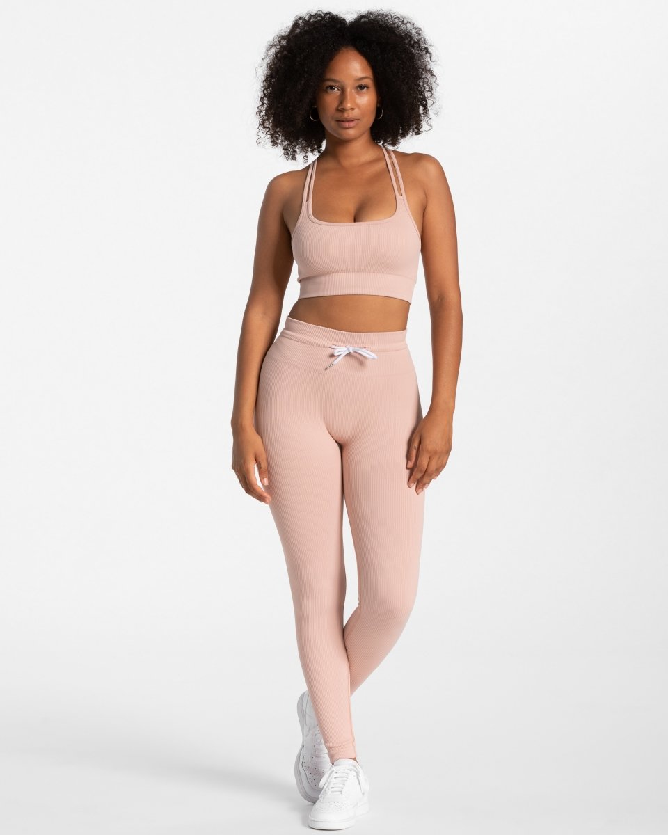 Teveo Ribbed Leggings Rosa | SGNIBJ-794