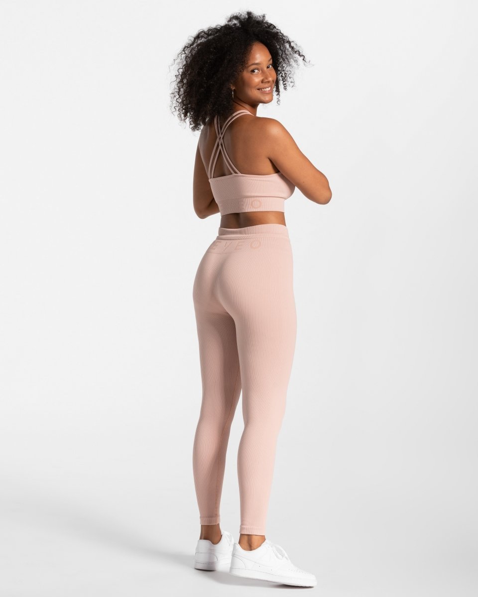 Teveo Ribbed Leggings Rosa | SGNIBJ-794