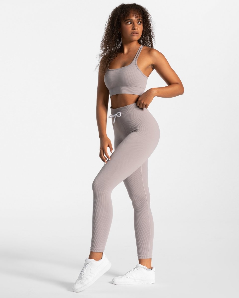 Teveo Ribbed Leggings Stone | UBWEVT-380