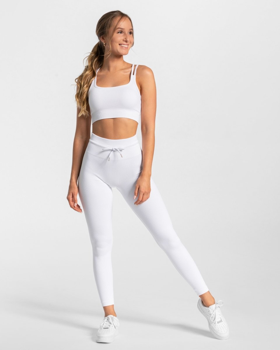 Teveo Ribbed Leggings Weiß | KRQZAM-639