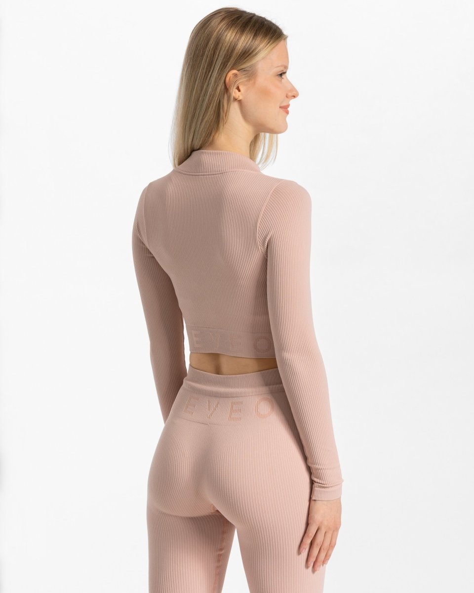 Teveo Ribbed Zip Jackets Rosa | FYPKNB-106