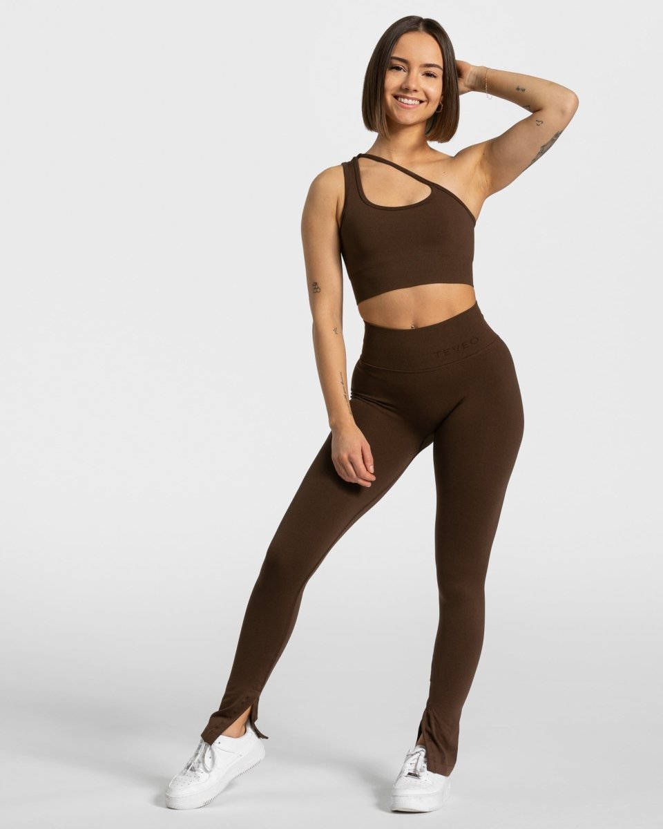 Teveo Sassy Slit Leggings Braun | YMDFLN-745