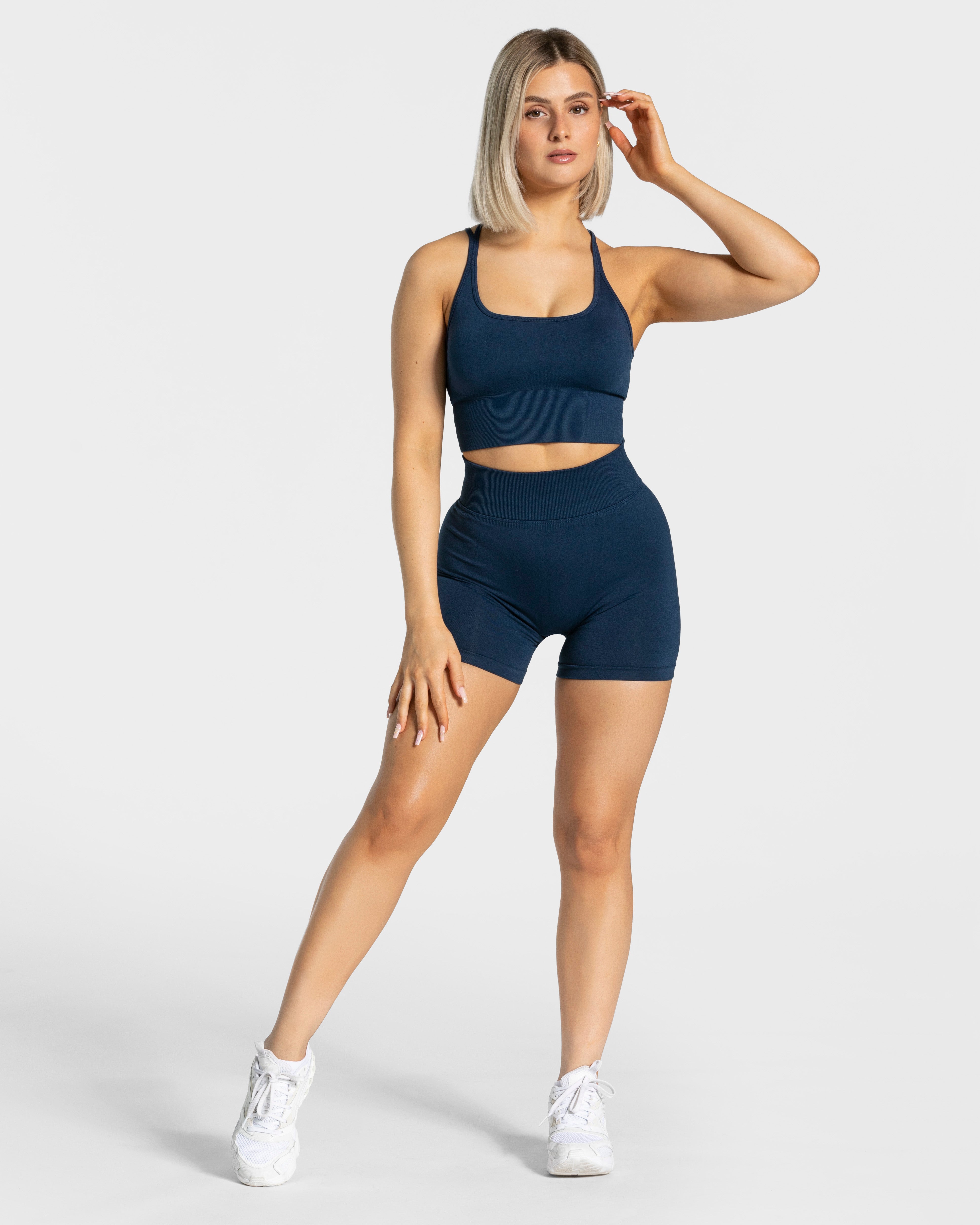 Teveo Statement Scrunch Shorts Dunkelblau | HVWXCK-320