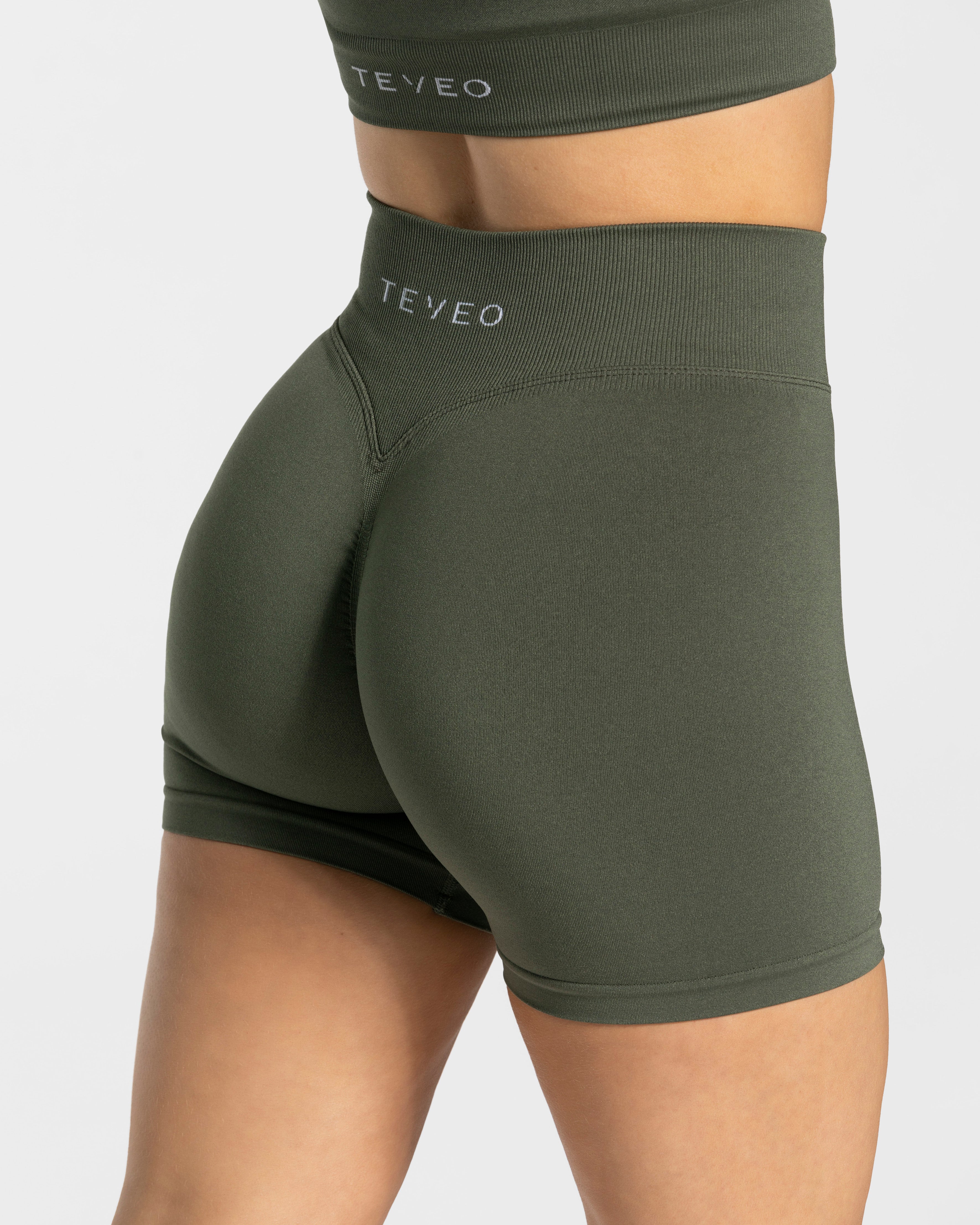 Teveo Statement Scrunch Shorts Khaki | KFRVUL-342