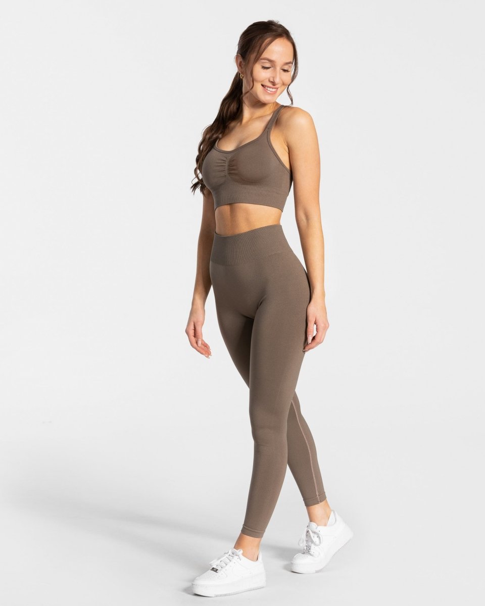 Teveo Timeless Scrunch Leggings Taupe | ROTHEC-758