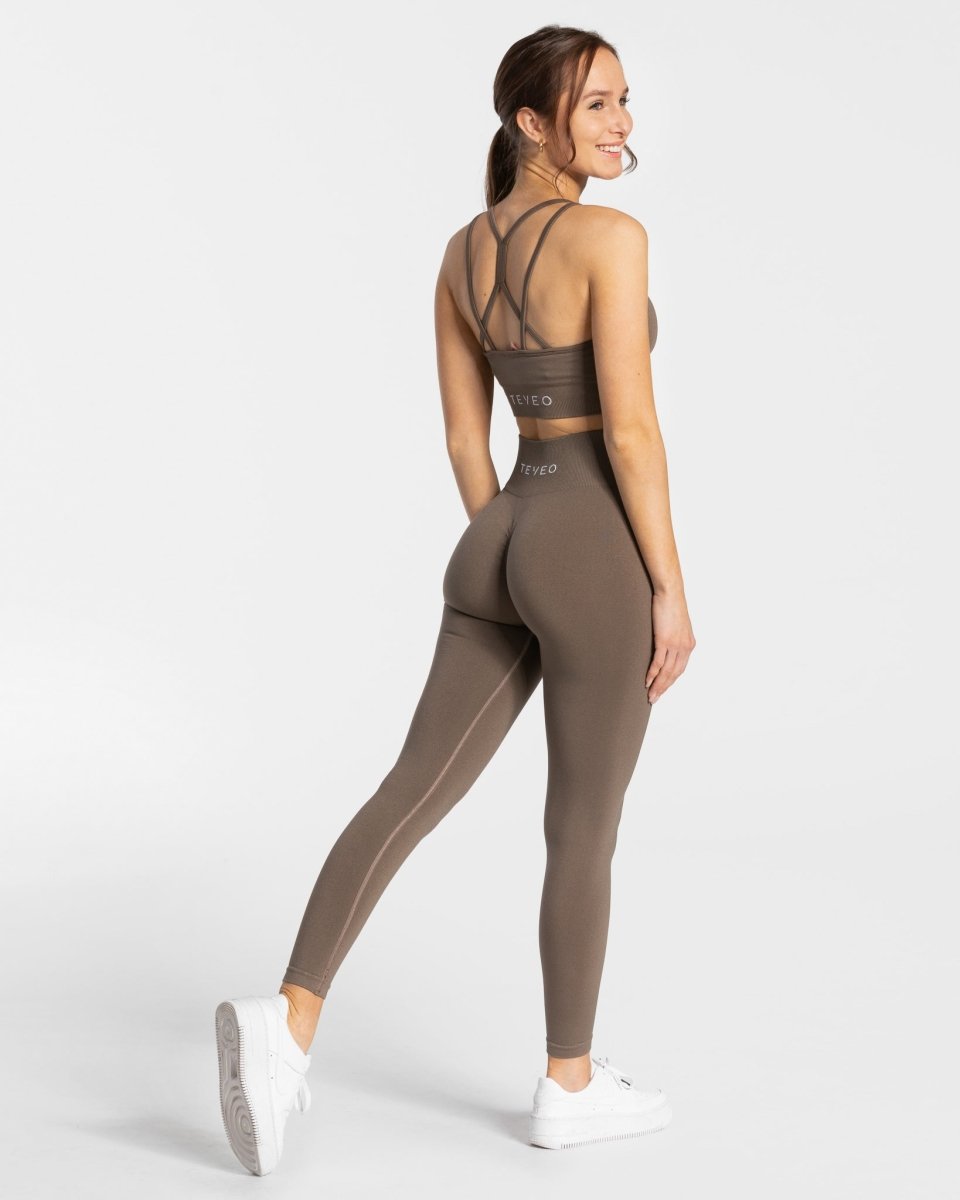 Teveo Timeless Scrunch Leggings Taupe | ROTHEC-758