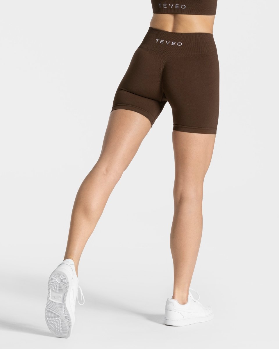 Teveo Timeless Scrunch Shorts Dunkelbraun | JARMVZ-409