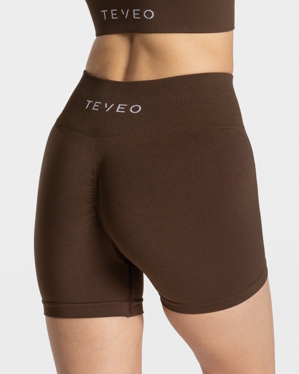 Teveo Timeless Scrunch Shorts Dunkelbraun | JARMVZ-409