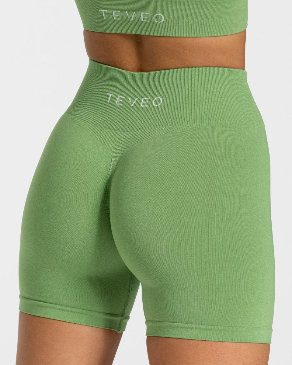 Teveo Timeless Scrunch Shorts Olivgrün | KOJCGD-593