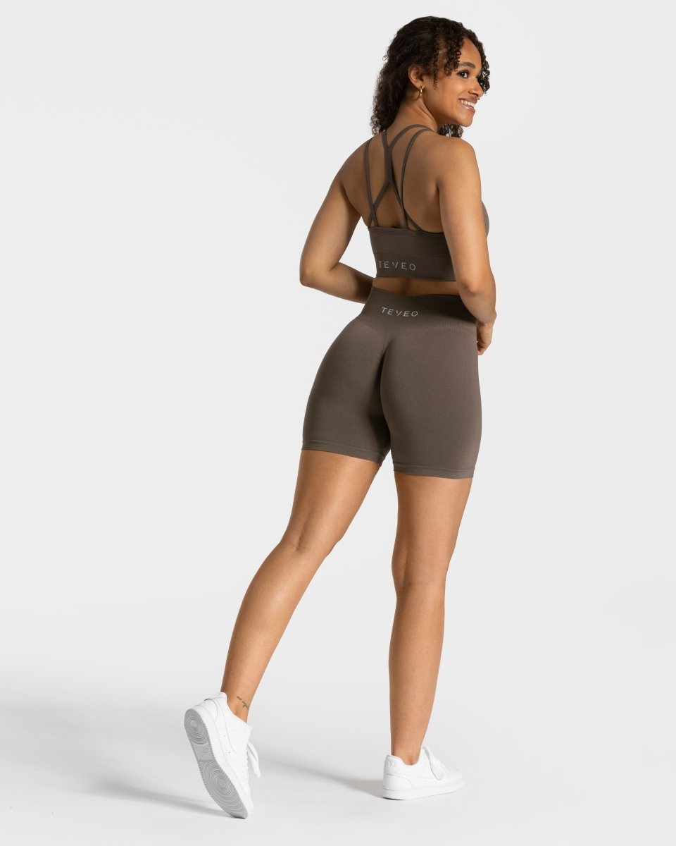 Teveo Timeless Scrunch Shorts Taupe | KYDORC-564